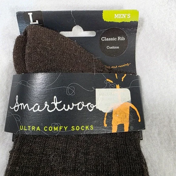 Smartwool Mens Socks Brown L Ultra Comfy Classic Rib Cushion Mid Calf Comfy - Picture 2 of 7
